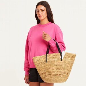 NWT Mango Jute Basket Bag Tote Shopper